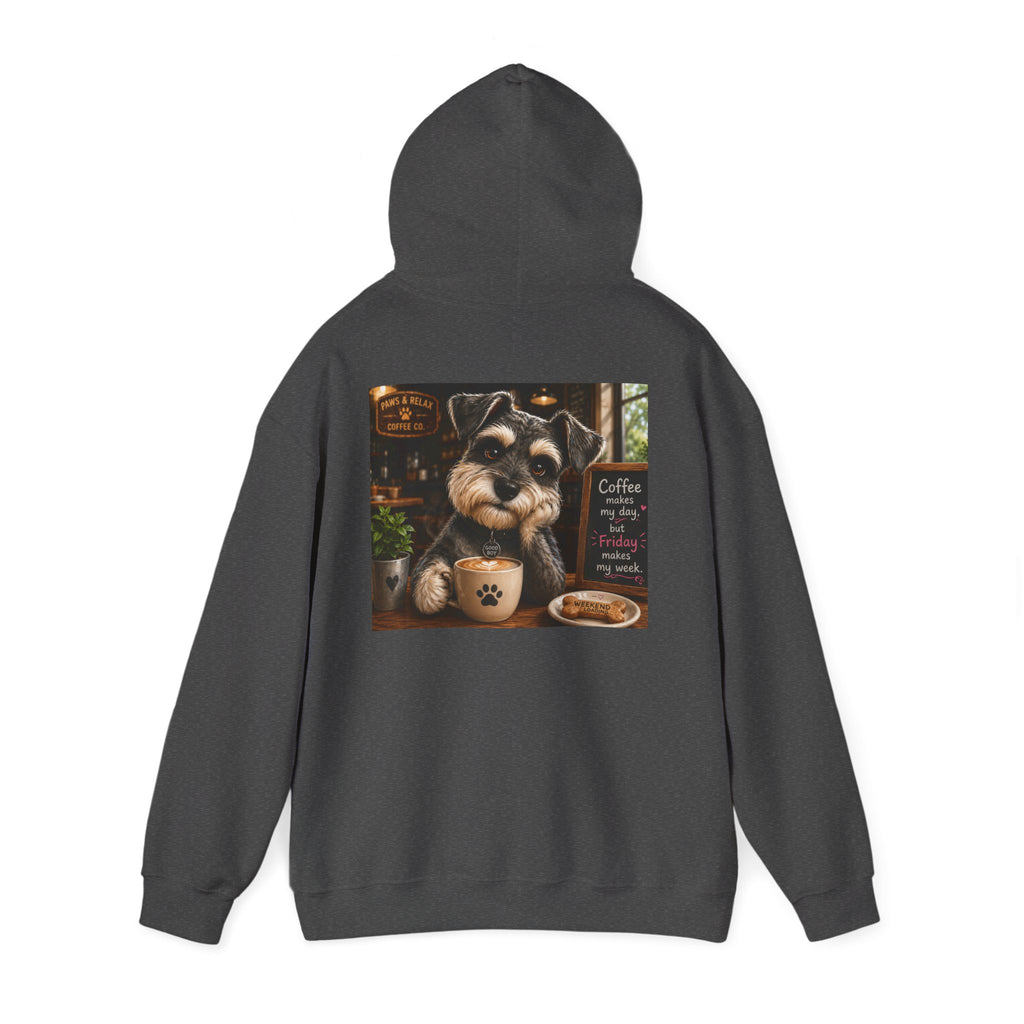 "Coffee makes my day, but Friday makes my week" DOG in café | HY Graphic Pullover Hoodie