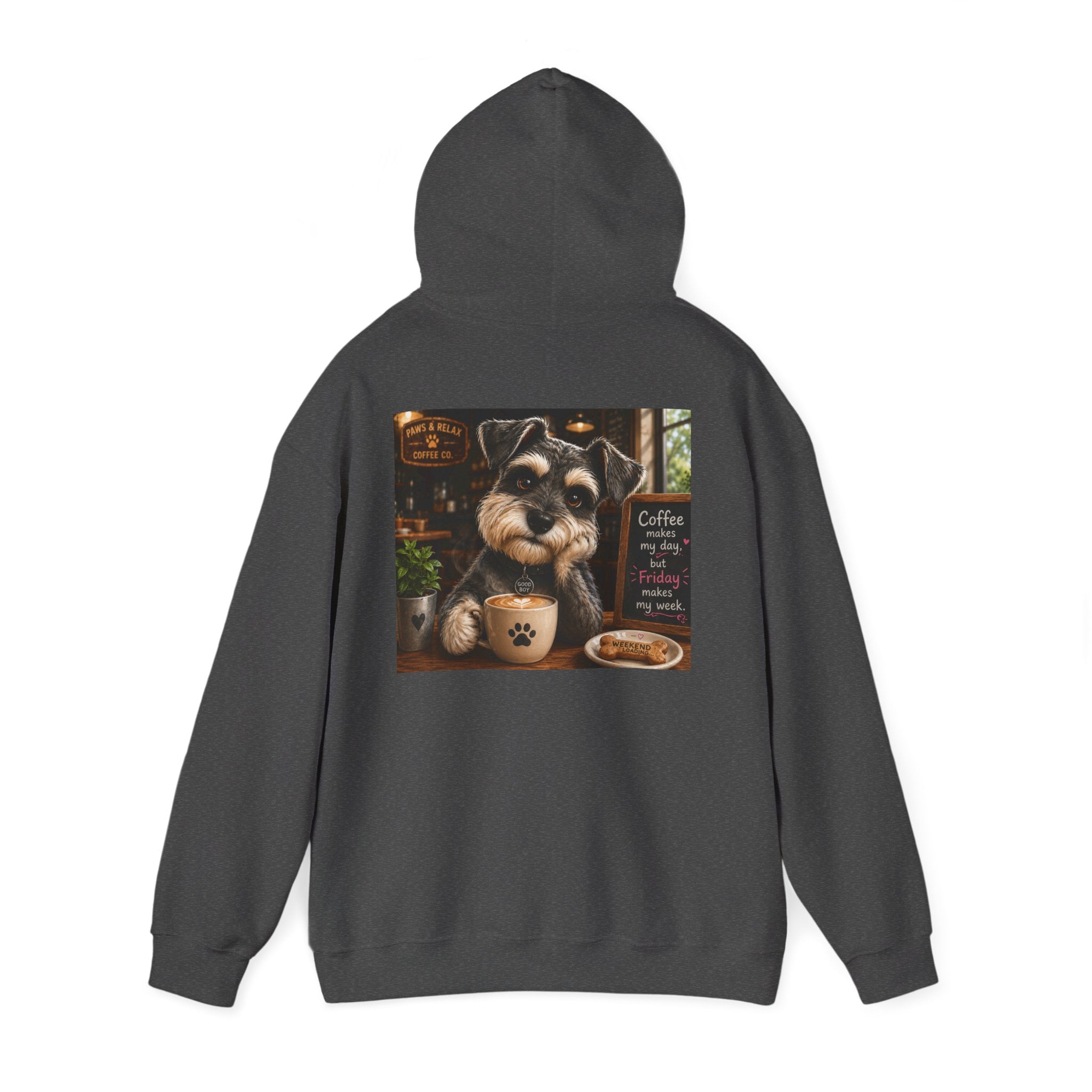 "Coffee makes my day, but Friday makes my week" DOG in café | HY Graphic Pullover Hoodie
