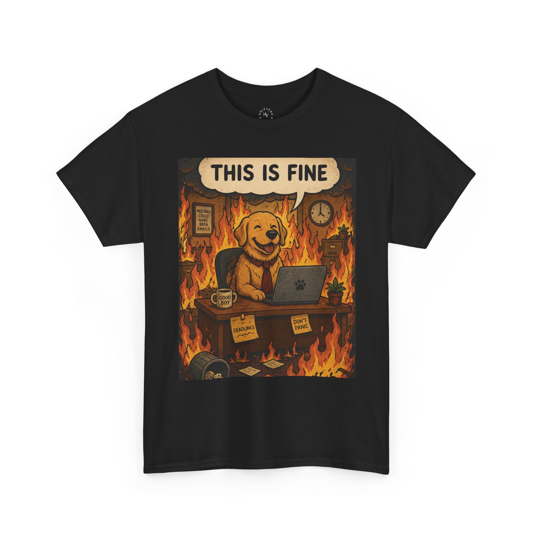 "This Is Fine" DOG at Desk | HY Graphic Tee