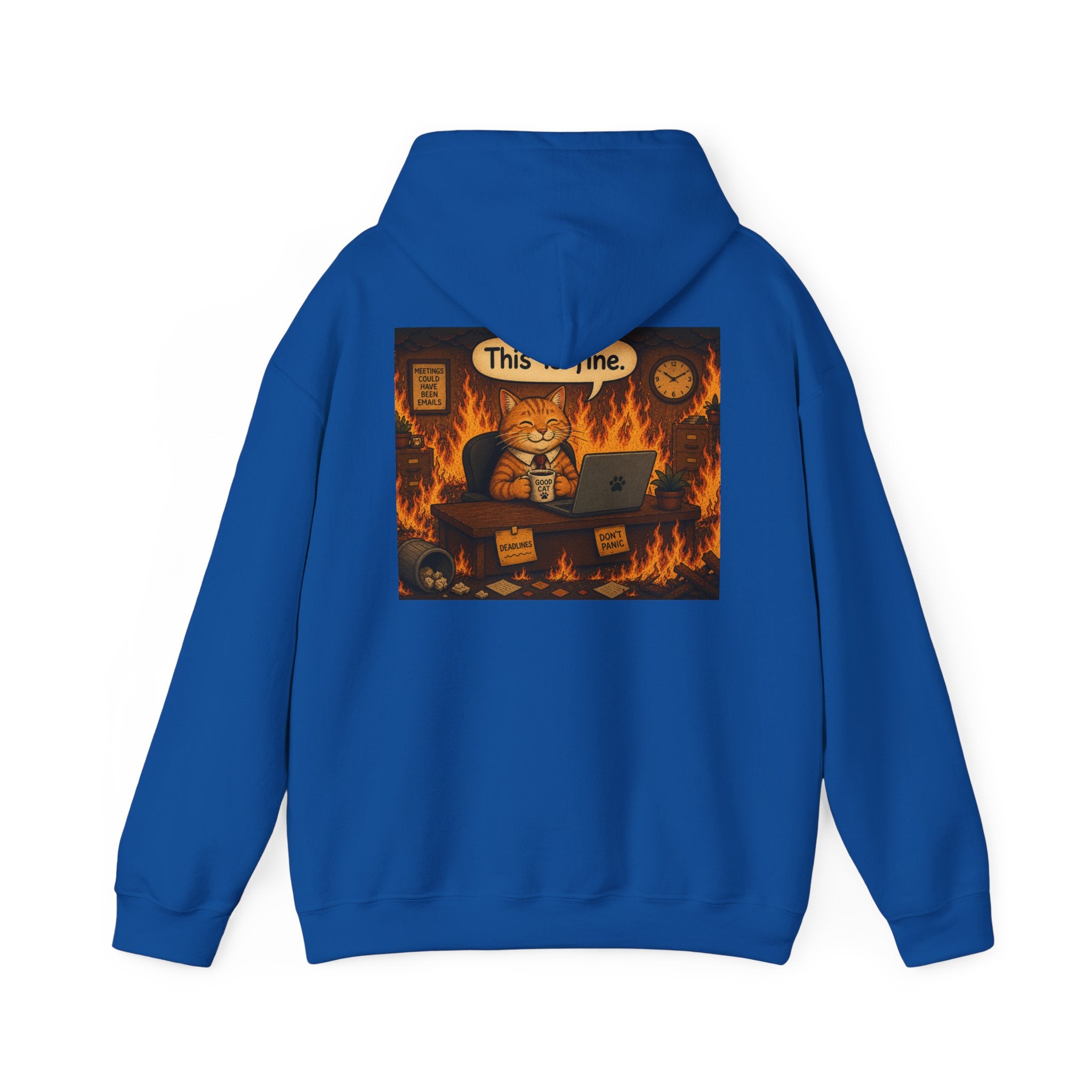 "This Is Fine" CAT at Desk | HY Graphic Pullover Hoodie
