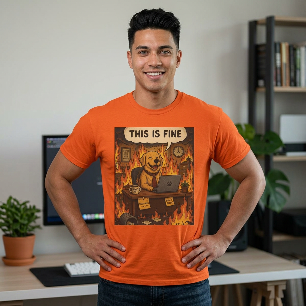"This Is Fine" DOG at Desk | HY Graphic Tee