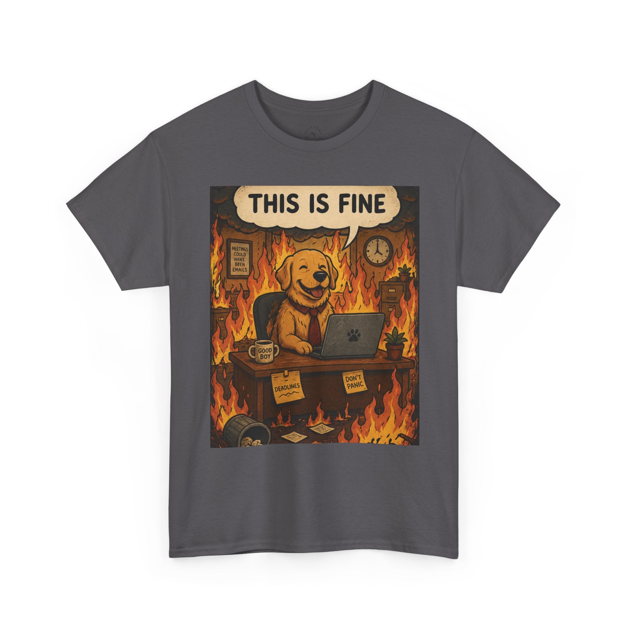 "This Is Fine" DOG at Desk | HY Graphic Tee