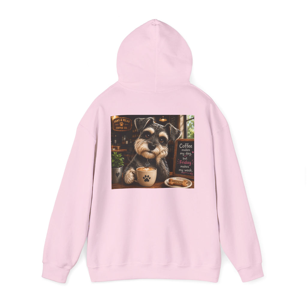 "Coffee makes my day, but Friday makes my week" DOG in café | HY Graphic Pullover Hoodie
