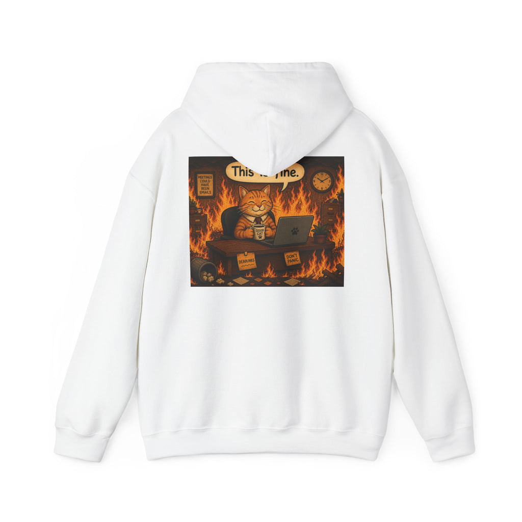 "This Is Fine" CAT at Desk | HY Graphic Pullover Hoodie