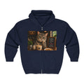 "Coffee makes my day, but Friday makes my week" CAT in café | HY Graphic Zip-Up Hoodie