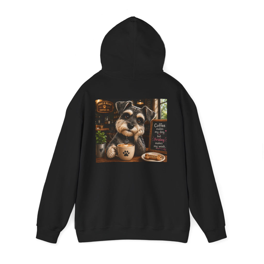 "Coffee makes my day, but Friday makes my week" DOG in café | HY Graphic Pullover Hoodie