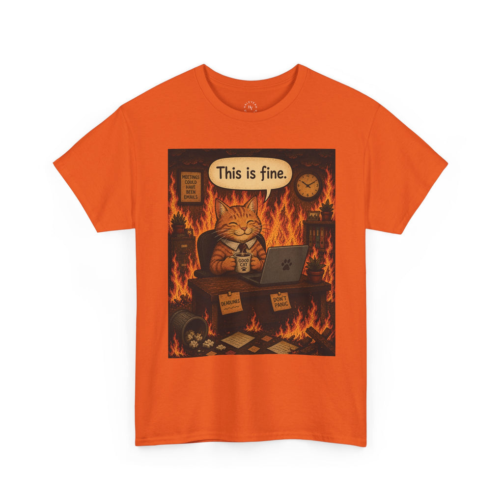 "This Is Fine" CAT at Desk | HY Graphic Tee