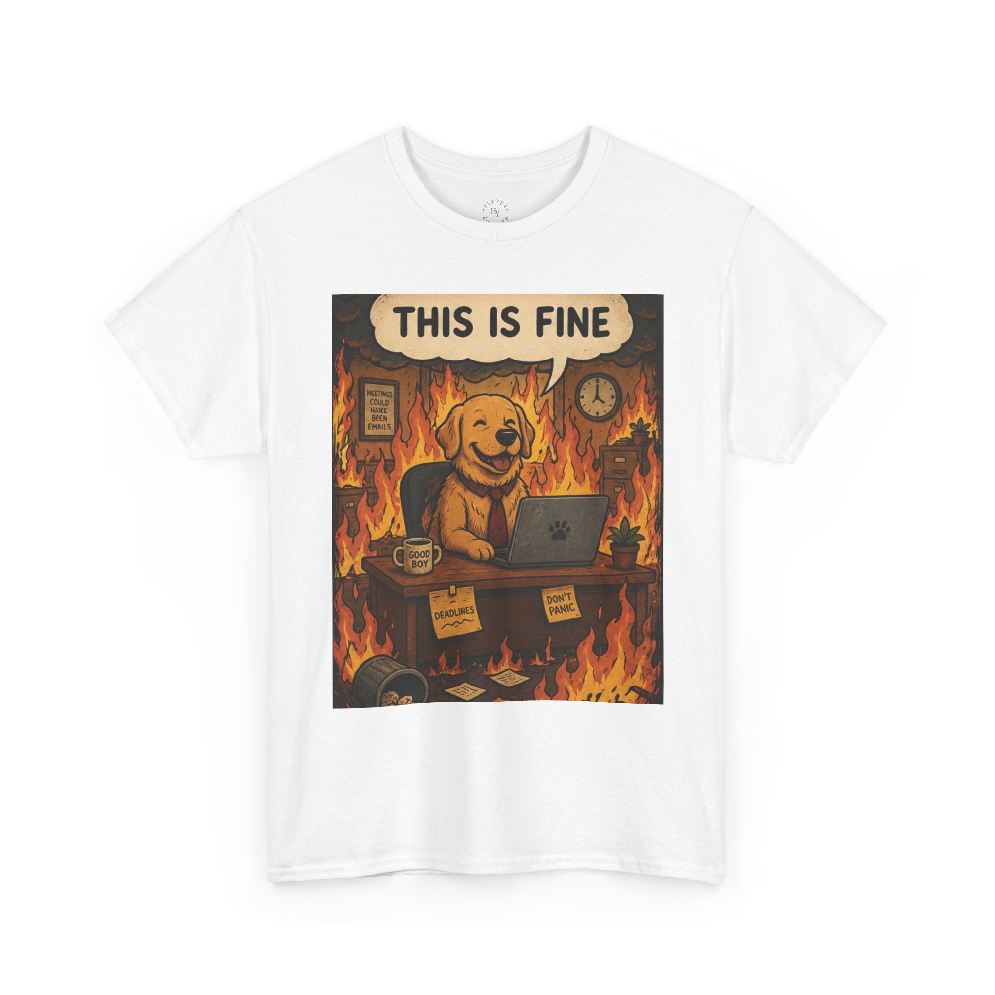 "This Is Fine" DOG at Desk | HY Graphic Tee