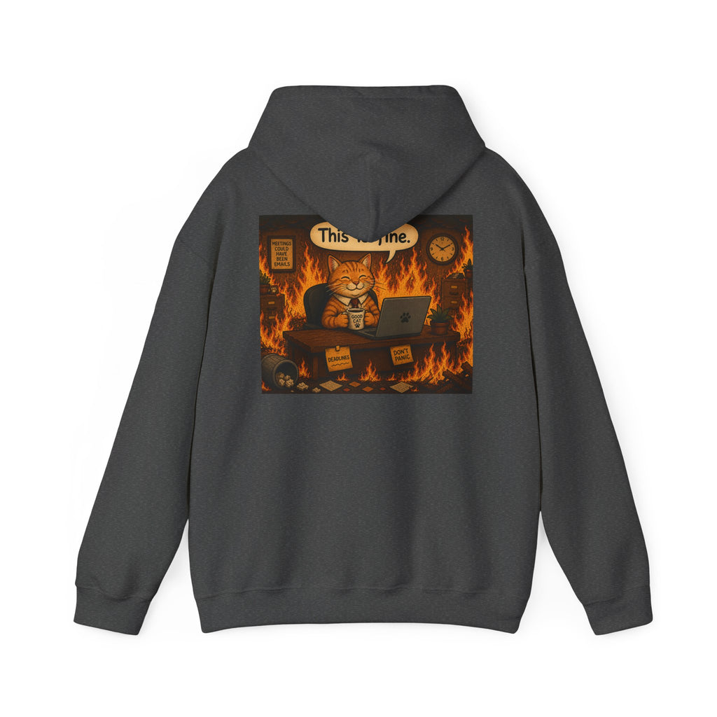 "This Is Fine" CAT at Desk | HY Graphic Pullover Hoodie